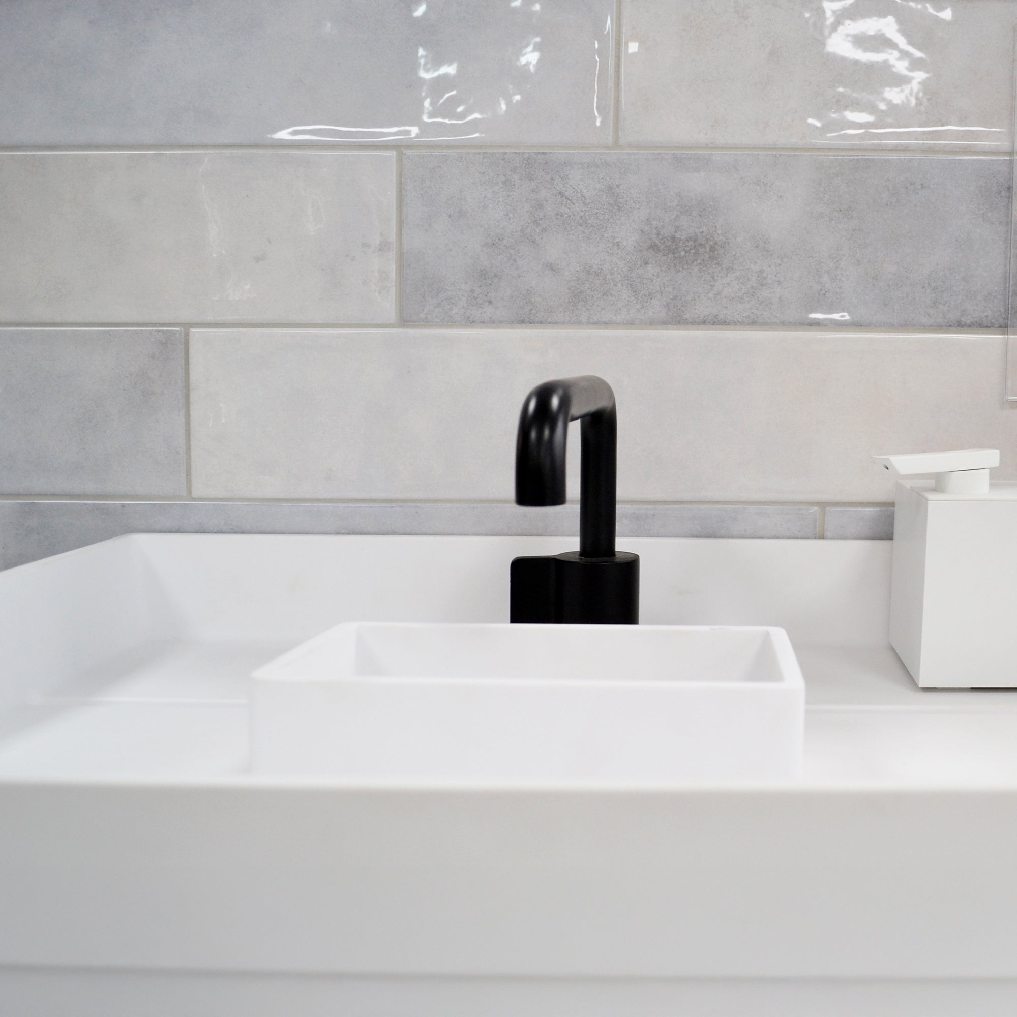 Orbetello Gris Grey Ceramic Gloss Wall Tile 10.7x53cm