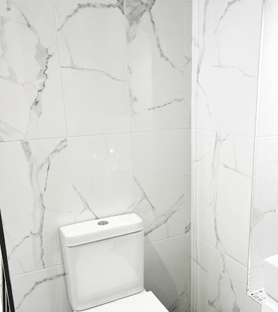 Palace White Marble Effect Gloss Ceramic Wall Tile 30x60cm