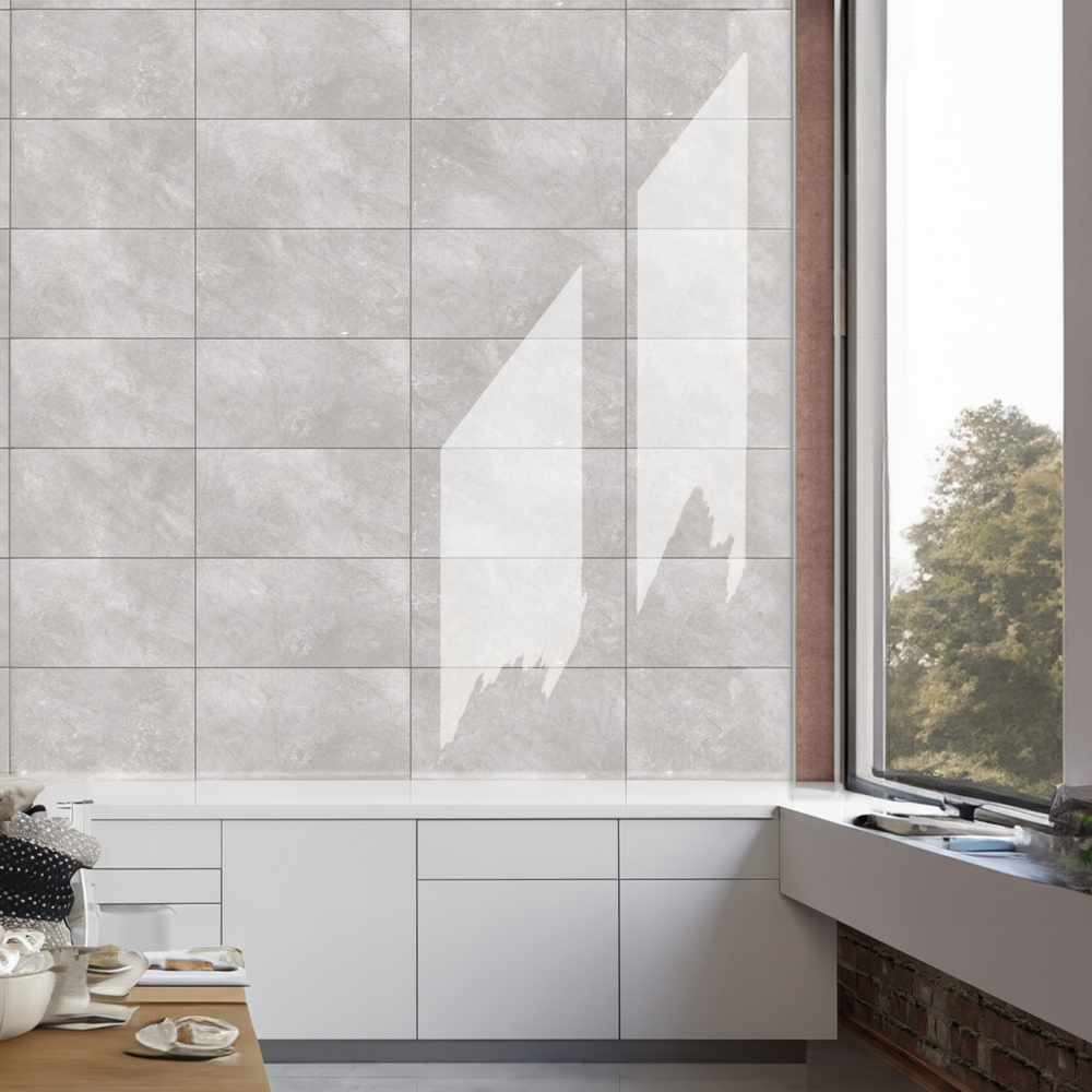 Palis Grey Rectified Ceramic Kitchen, Bathroom Gloss 30x60cm Wall Tile