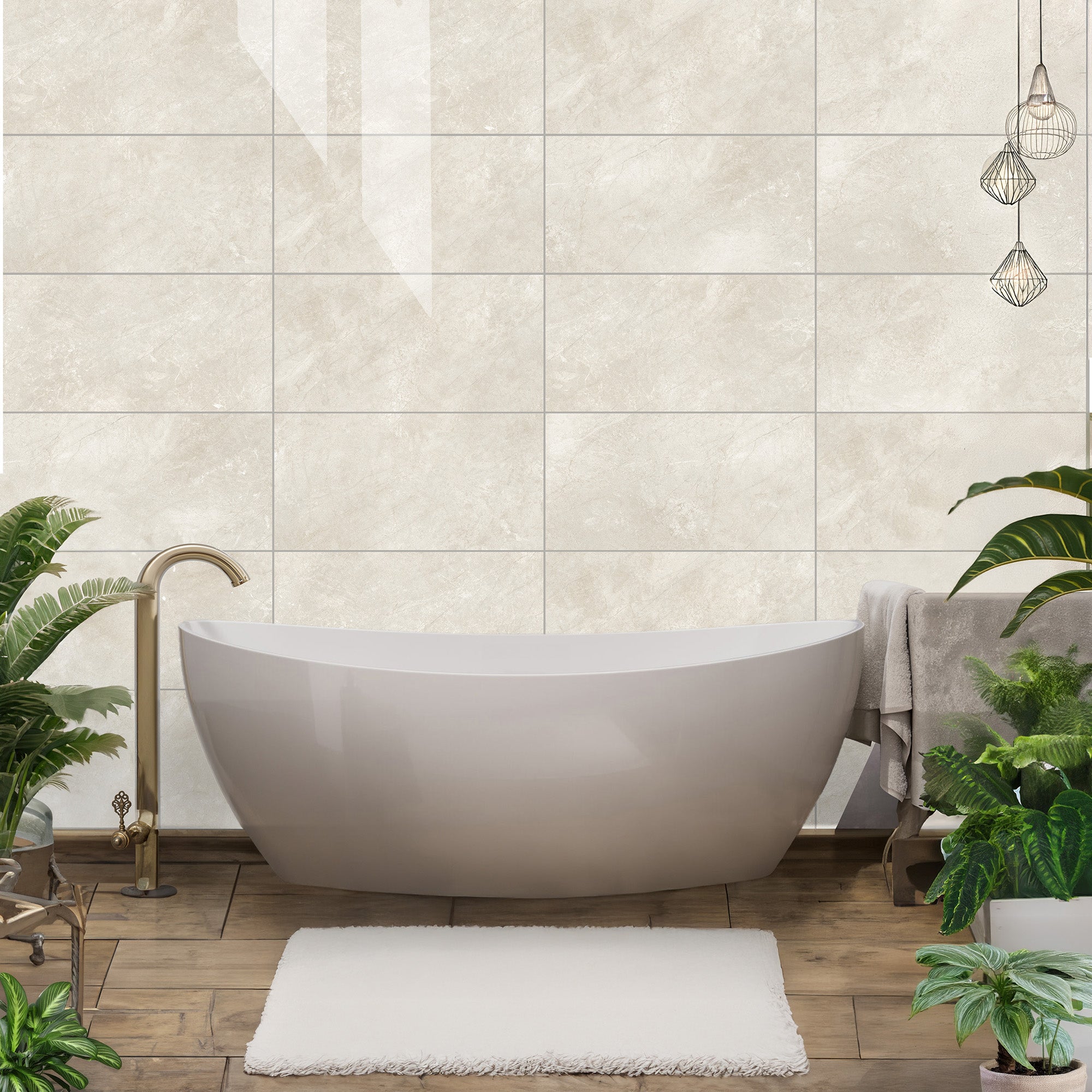 Palis Beige Rectified Ceramic Gloss Wall Tile 30x60cm
