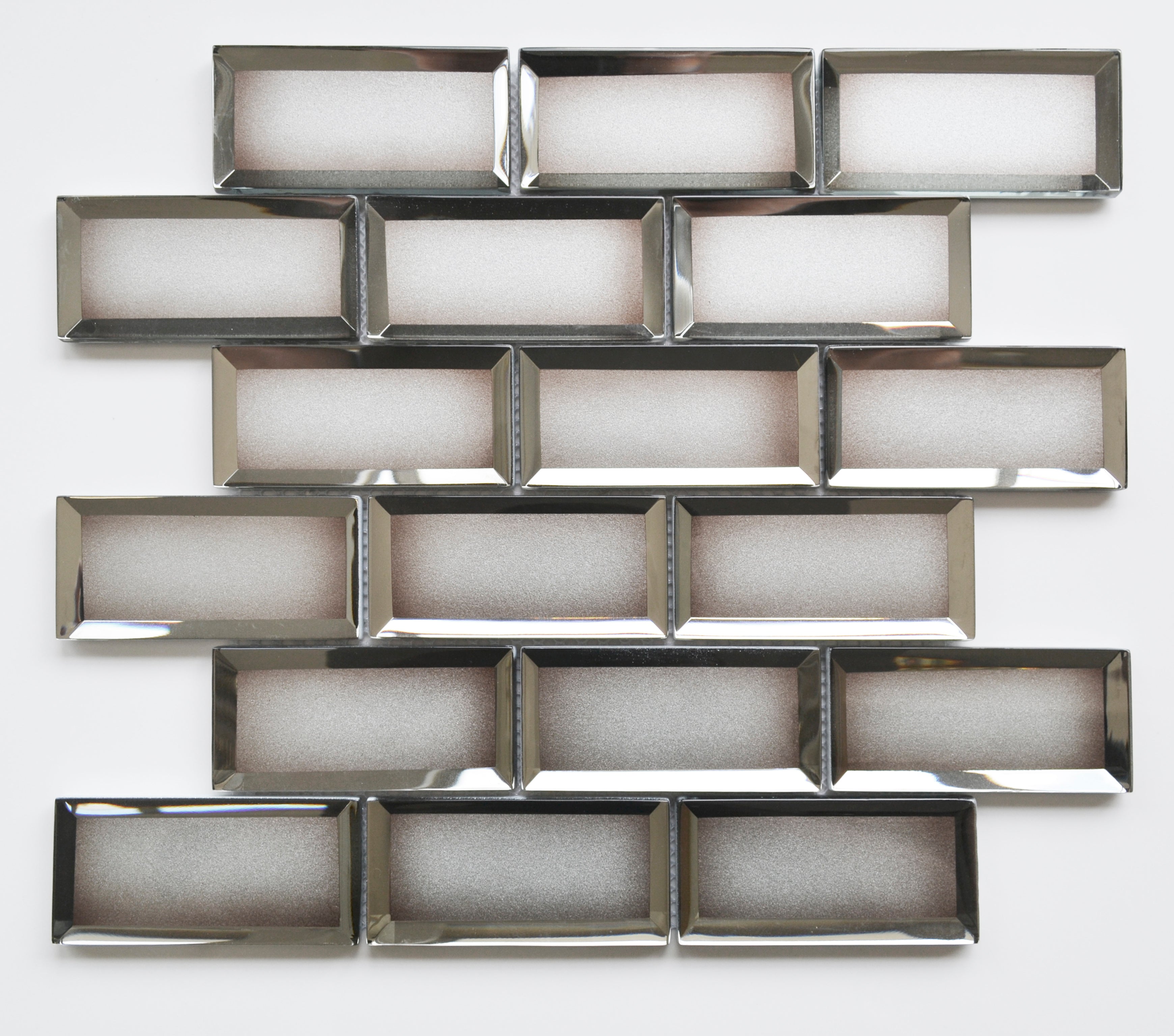 Prisium Mocha Beige Glossy Glass Reflective Mosaic