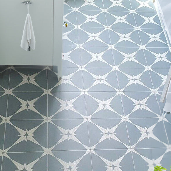 Pluto Marine Blue White Star Pattern Ceramic Tile 45x45cm