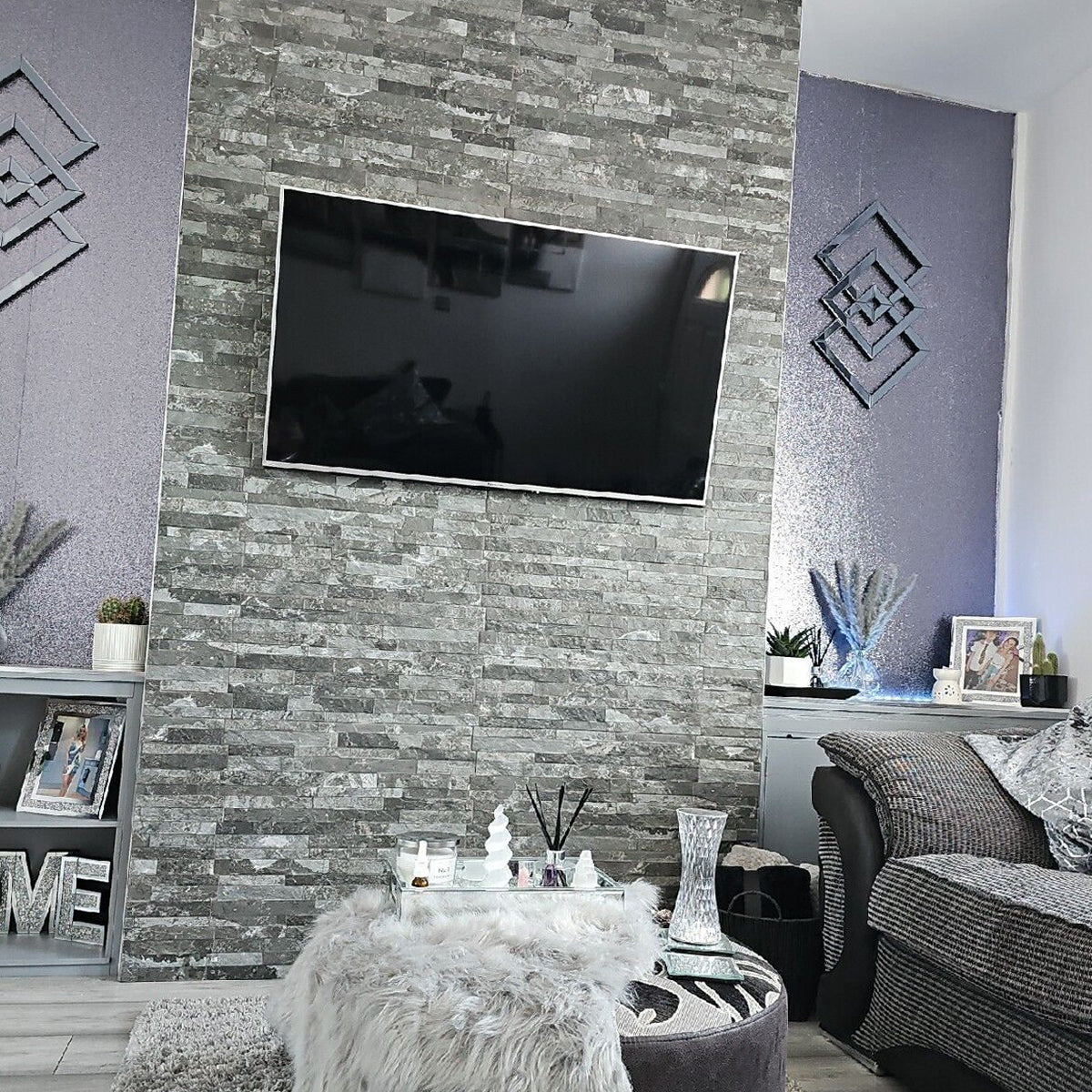 Split-Face Dark Grey Porcelain Textured Wall Tile 30x60cm