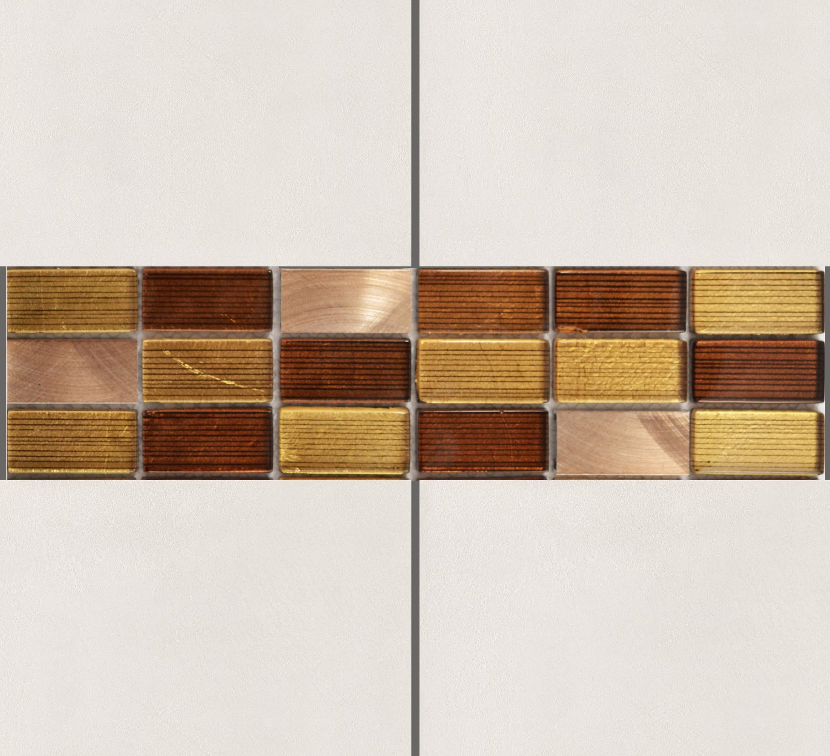 Poseidon Moka Gold Glass & Brushed Metal Mosaic 30x30cm