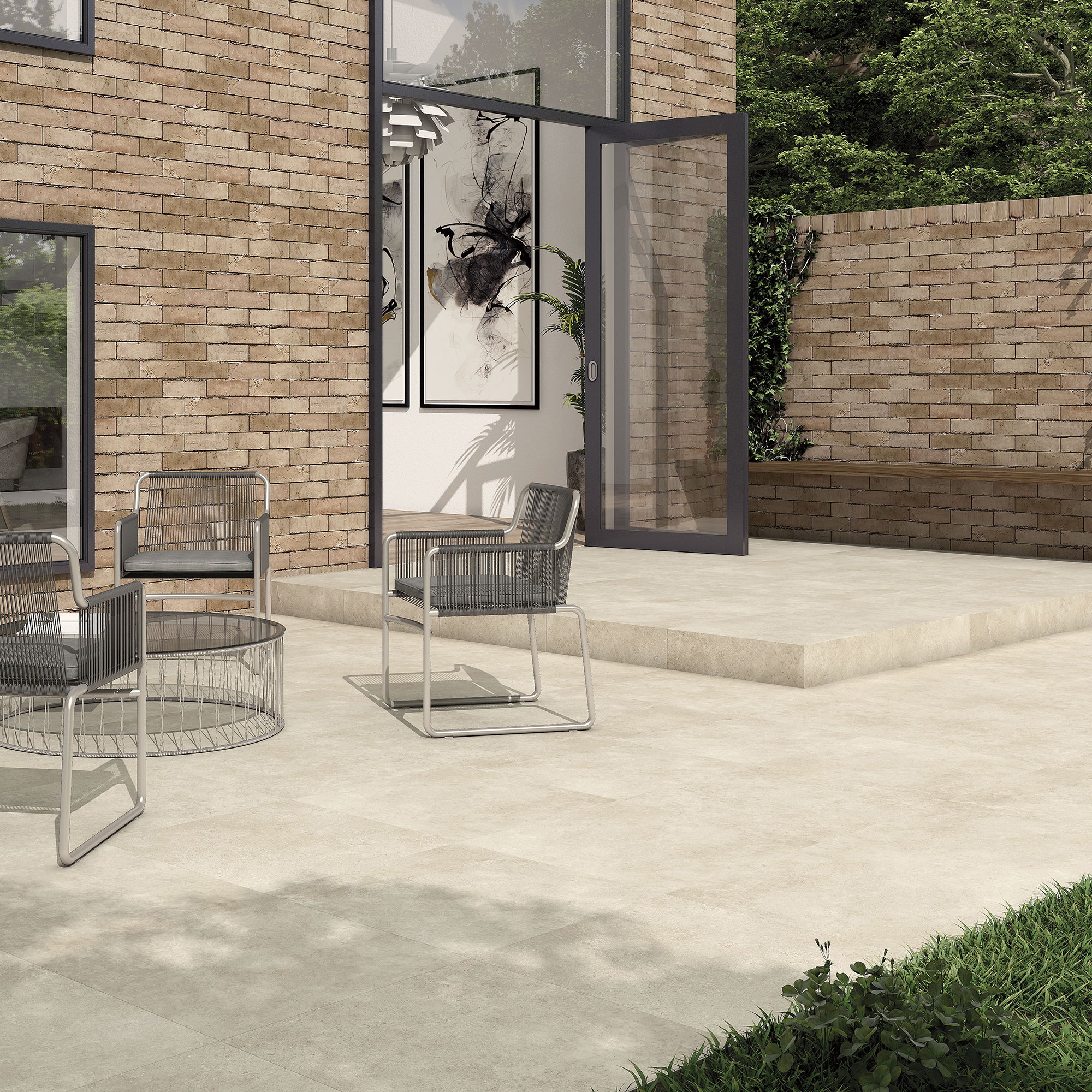 Rock Hill Mink Porcelain Patio Slab Tile 59.5x90cm 2cm