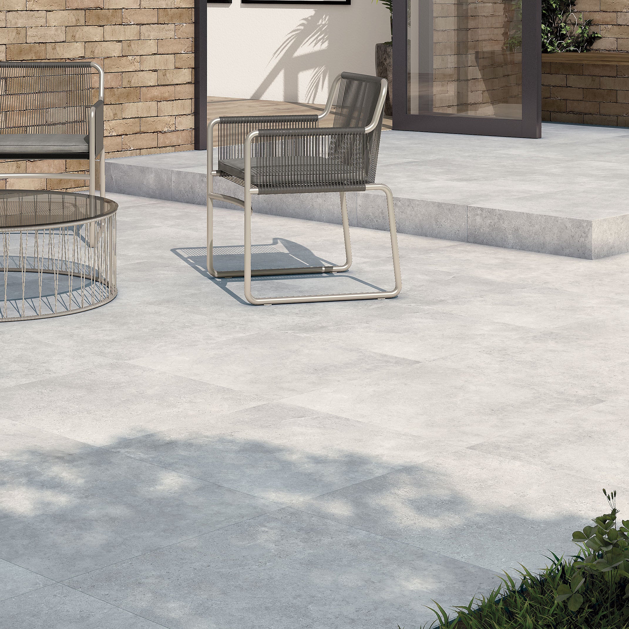 Rock Hill Pearl Porcelain Patio Slab Tile 59.5x90cm 2cm