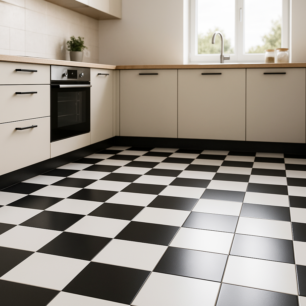 Regal Black Checkerboard Porcelain Satin Tile 20x20cm