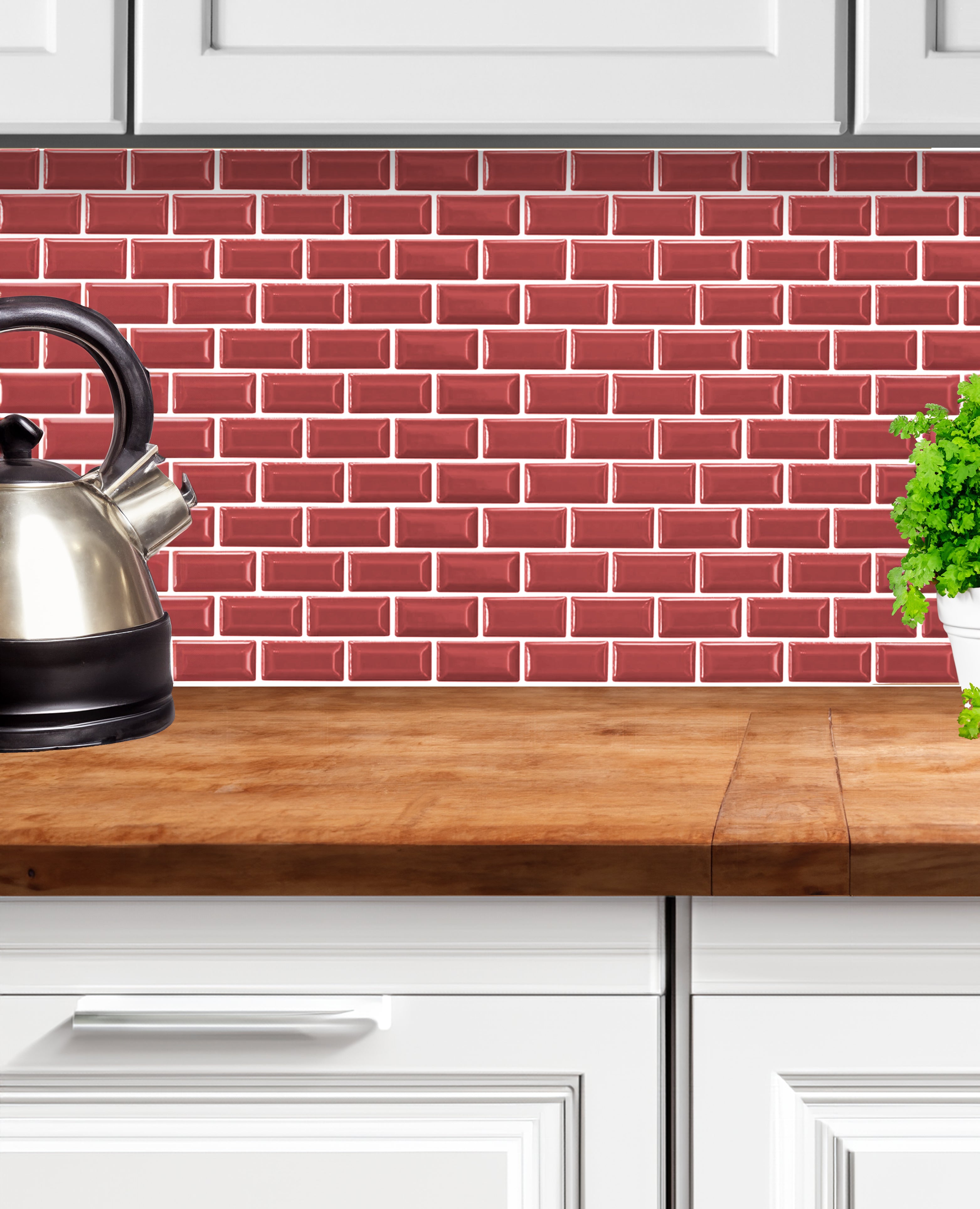 Reflections Cherry Red Brick / Square Glass Mosaic 30x30cm