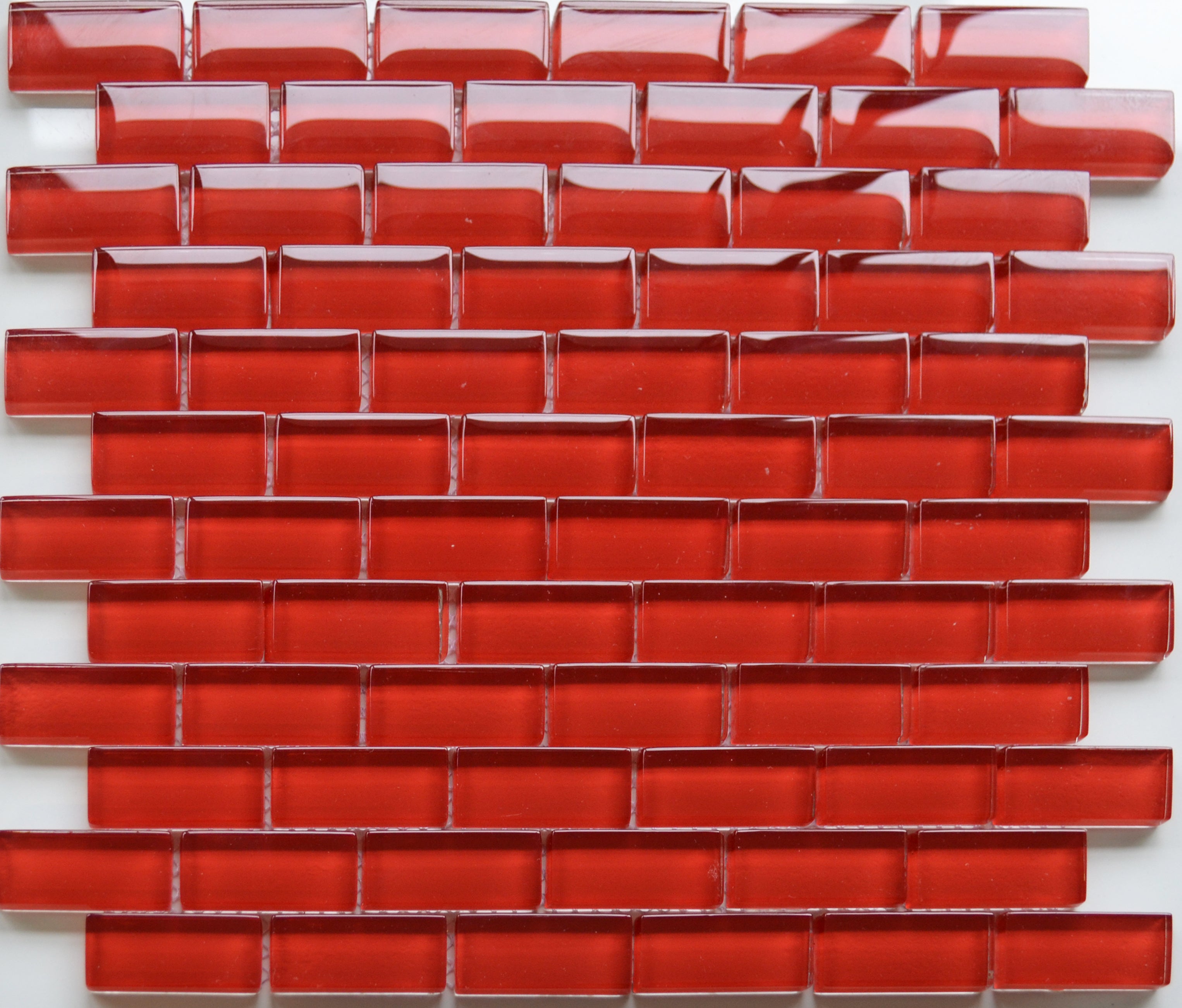 Reflections Cherry Red Brick / Square Glass Mosaic 30x30cm