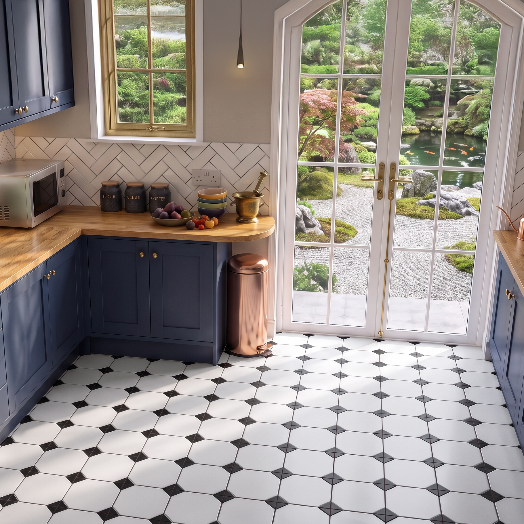 Regis Geometric Porcelain Slip Resistant Floor Tile 20x20cm
