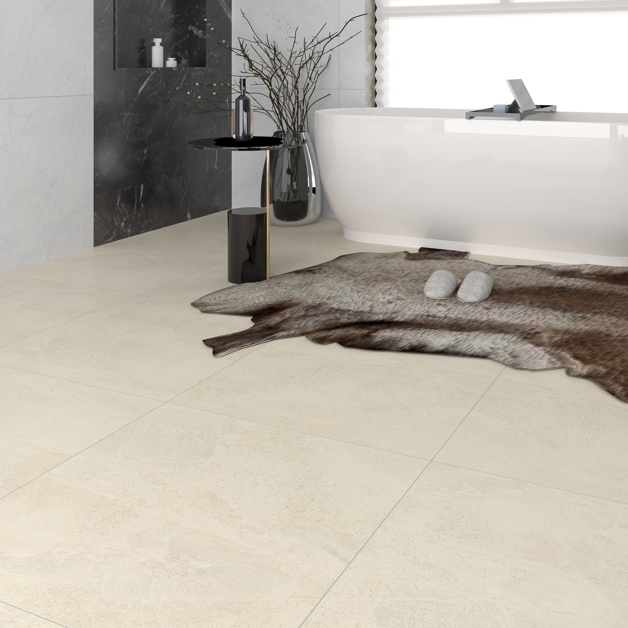 Rocklin Beige Rectified Matt Porcelain Tile 60x60cm