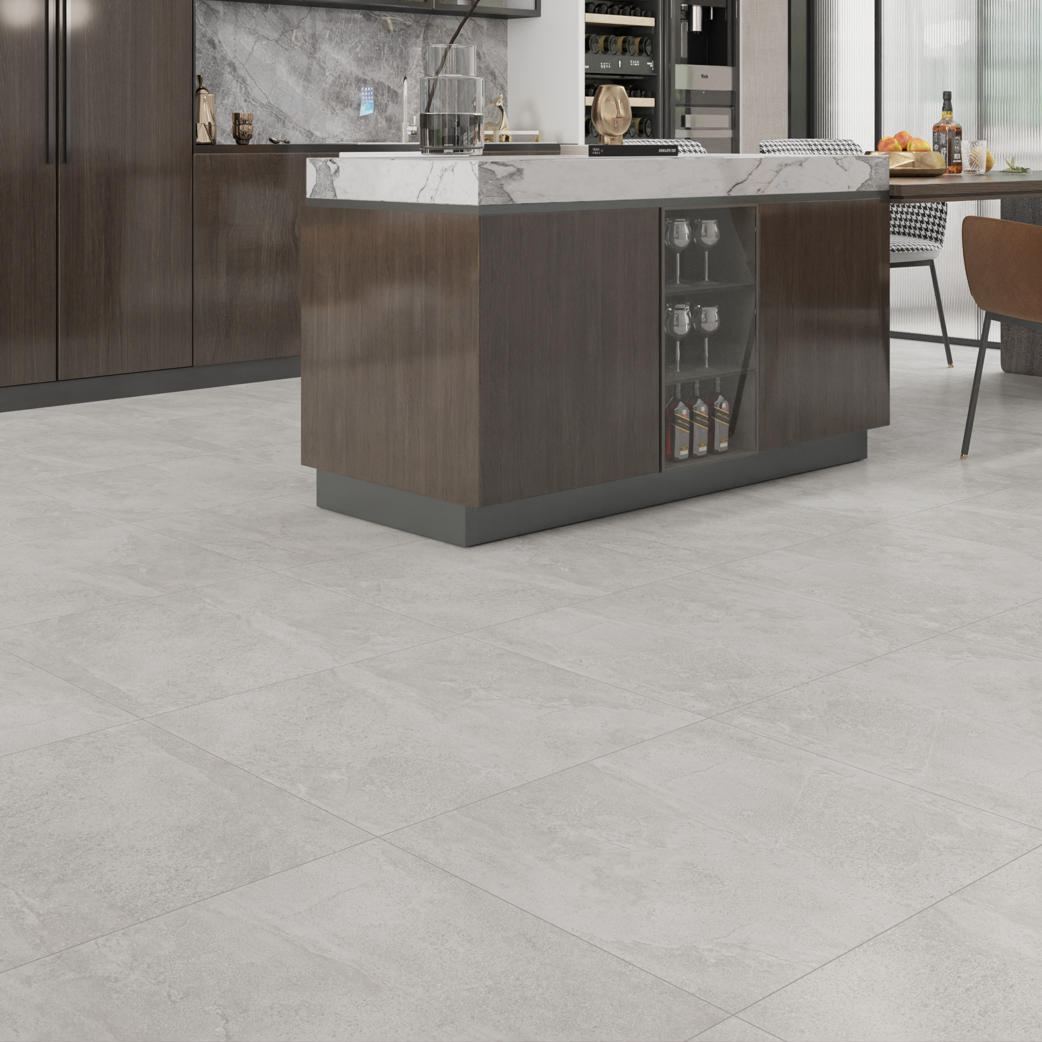 Rocklin Light Grey Rectified Matt Porcelain Tile 60x60cm