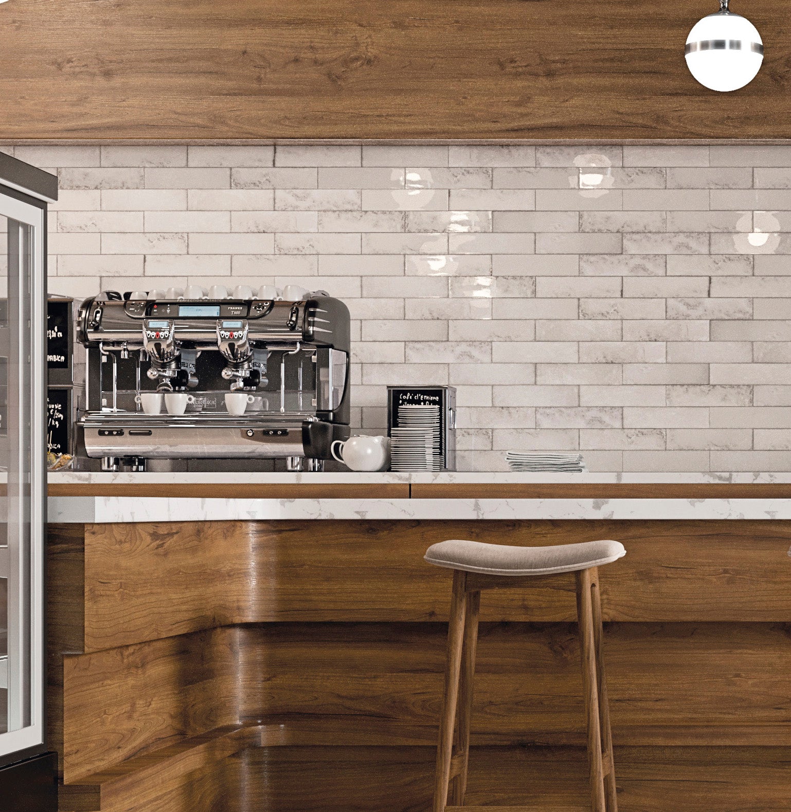 Daloa White Ceramic Gloss Brick Wall Tile 7.5x30cm