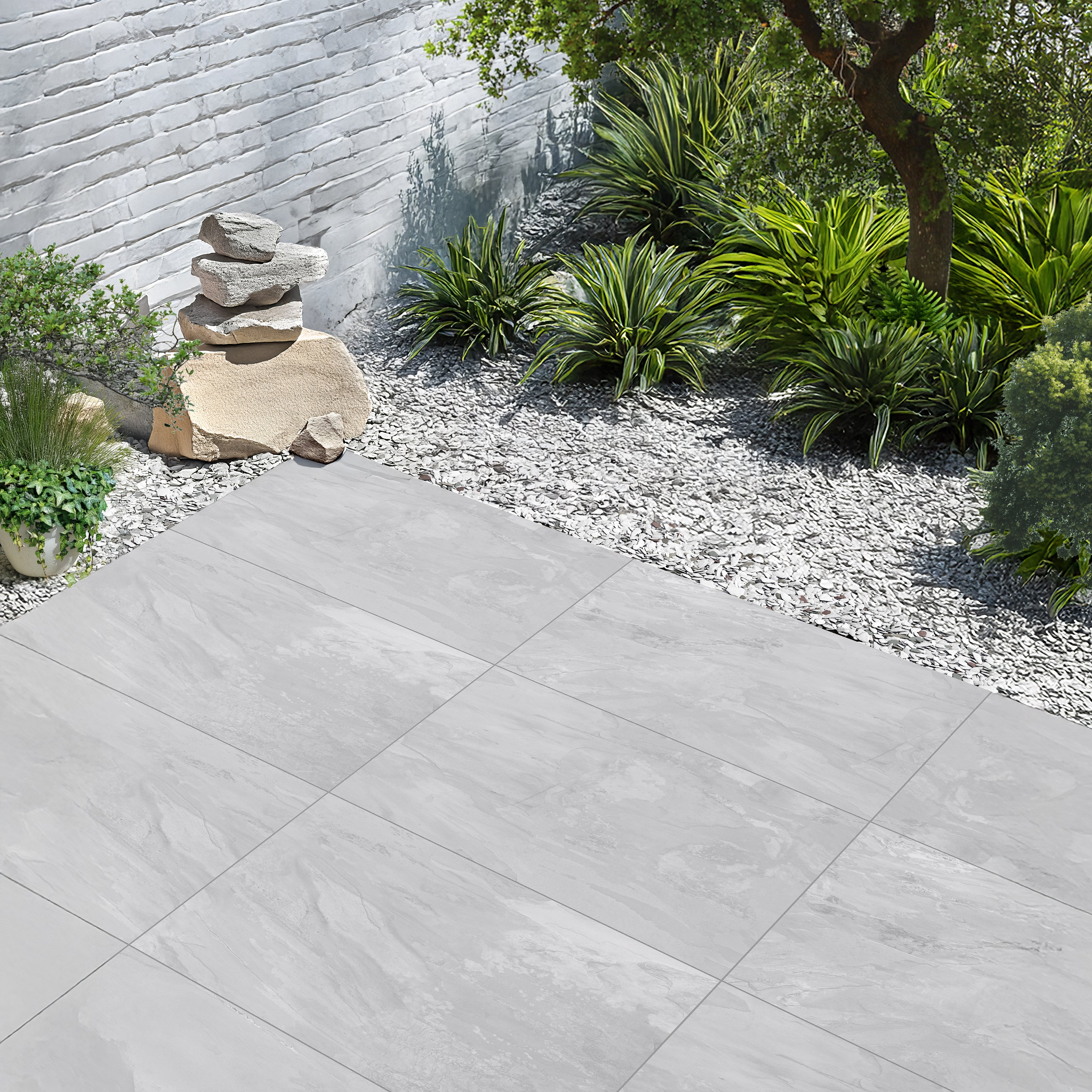 Storm Rock Steel Porcelain Patio Paver Tile 2cm