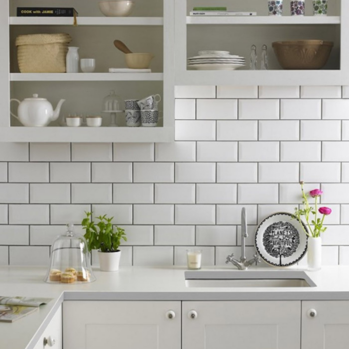 San Metro White Bevelled Ceramic Gloss 10x20cm Premium Quality Wall ...