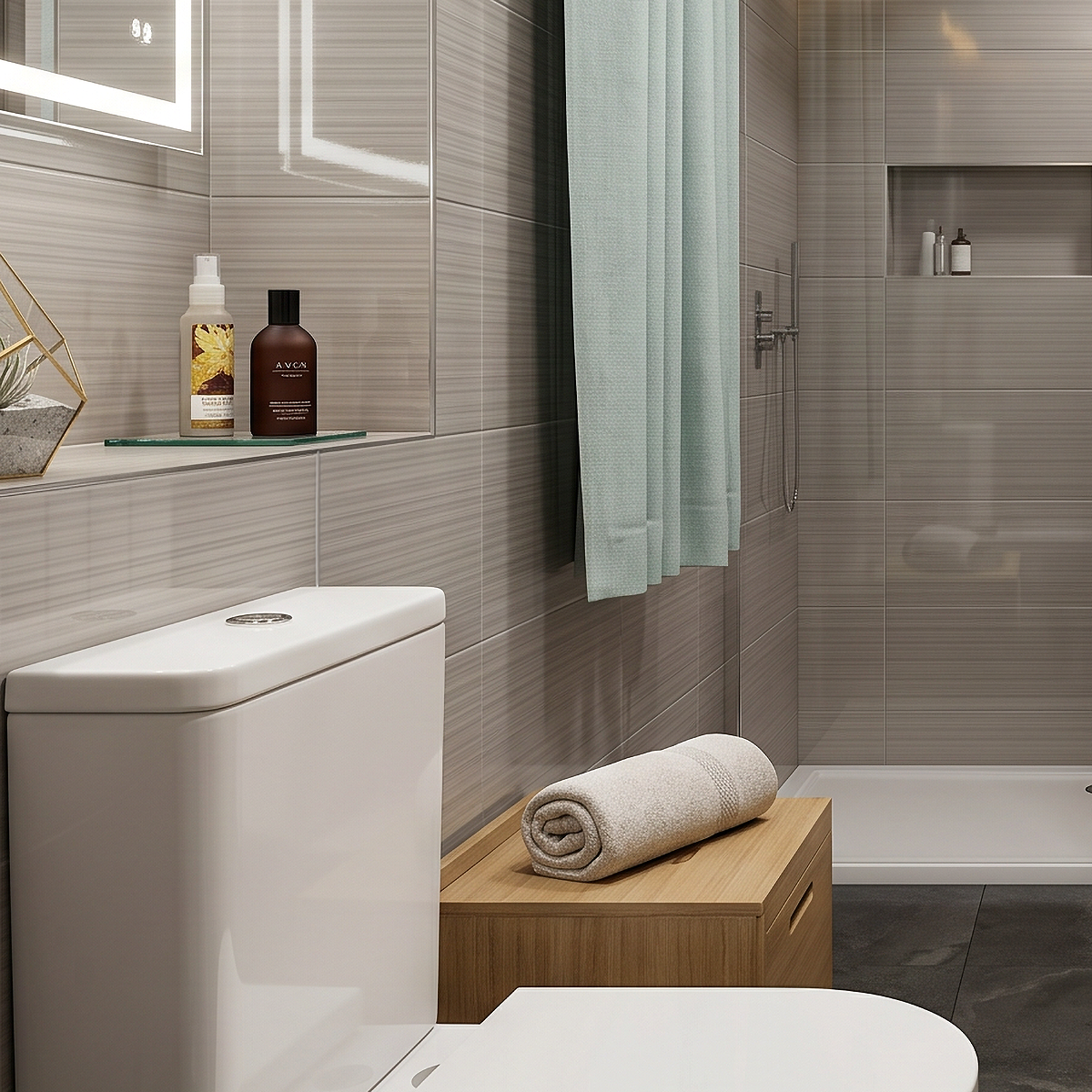Sora Grey Linear Pattern Ceramic Gloss Wall Tile 25x40cm