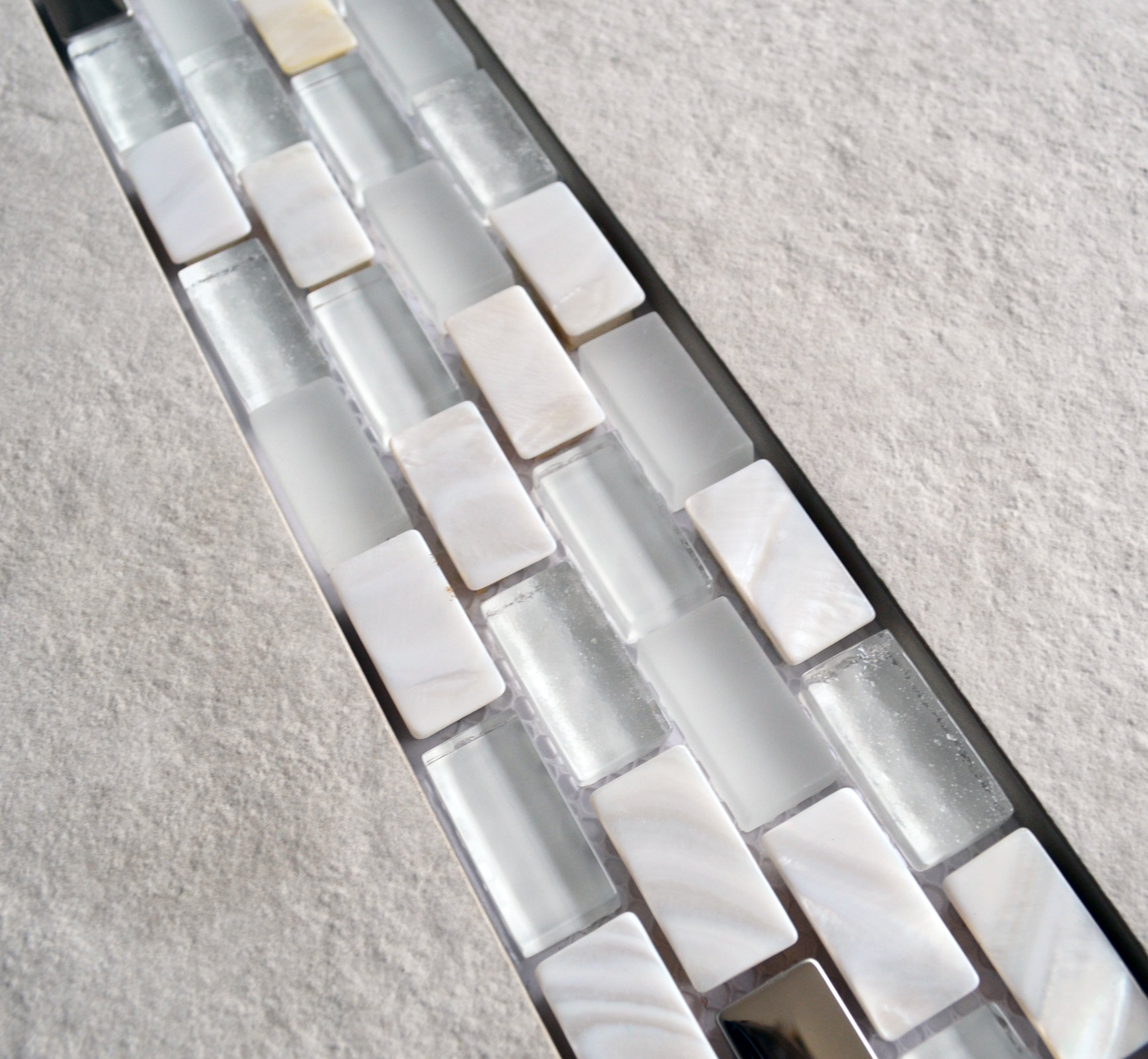Santiago White Brick Glass & Mother of Pearl Mosaic
