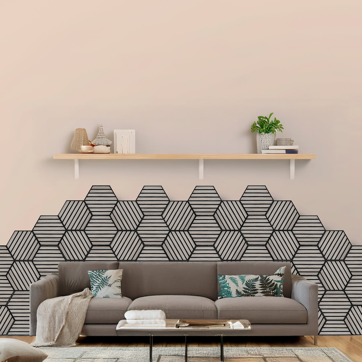 Silver Oak Self-Adhesive Acoustic Hexagons 26x30cm (Box of 5)