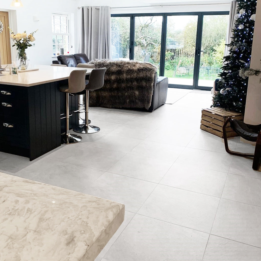 Saca Peak White Porcelain Textured Tile 59.5x59.5cm 1cm