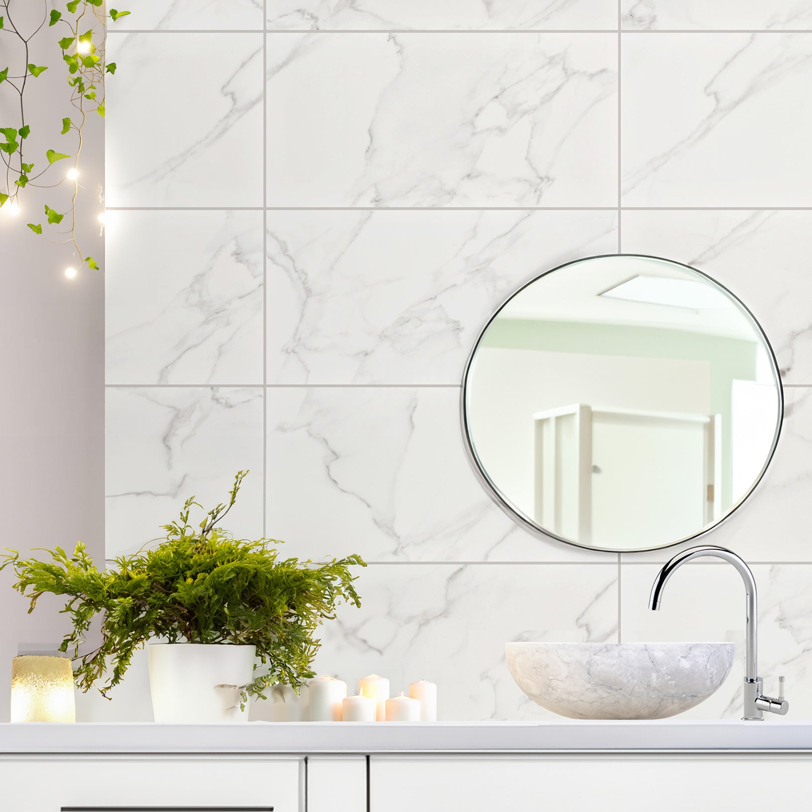 Serenity Marble White Porcelain Sugar Textured Tile 30x60cm