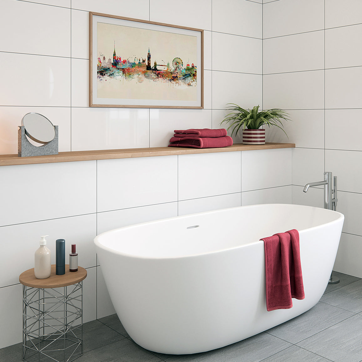 Serento Plain White Ceramic Matt Wall Tile 30x60cm