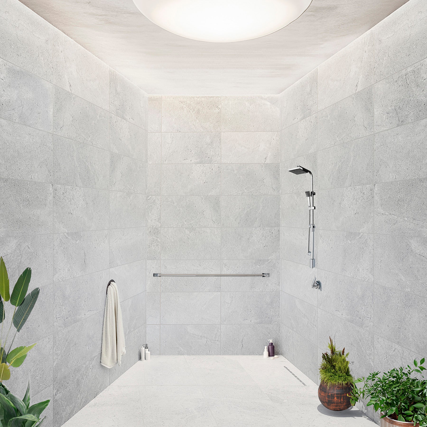 Marlow Light Grey Stone Effect Porcelain Matt Tile 30x60cm