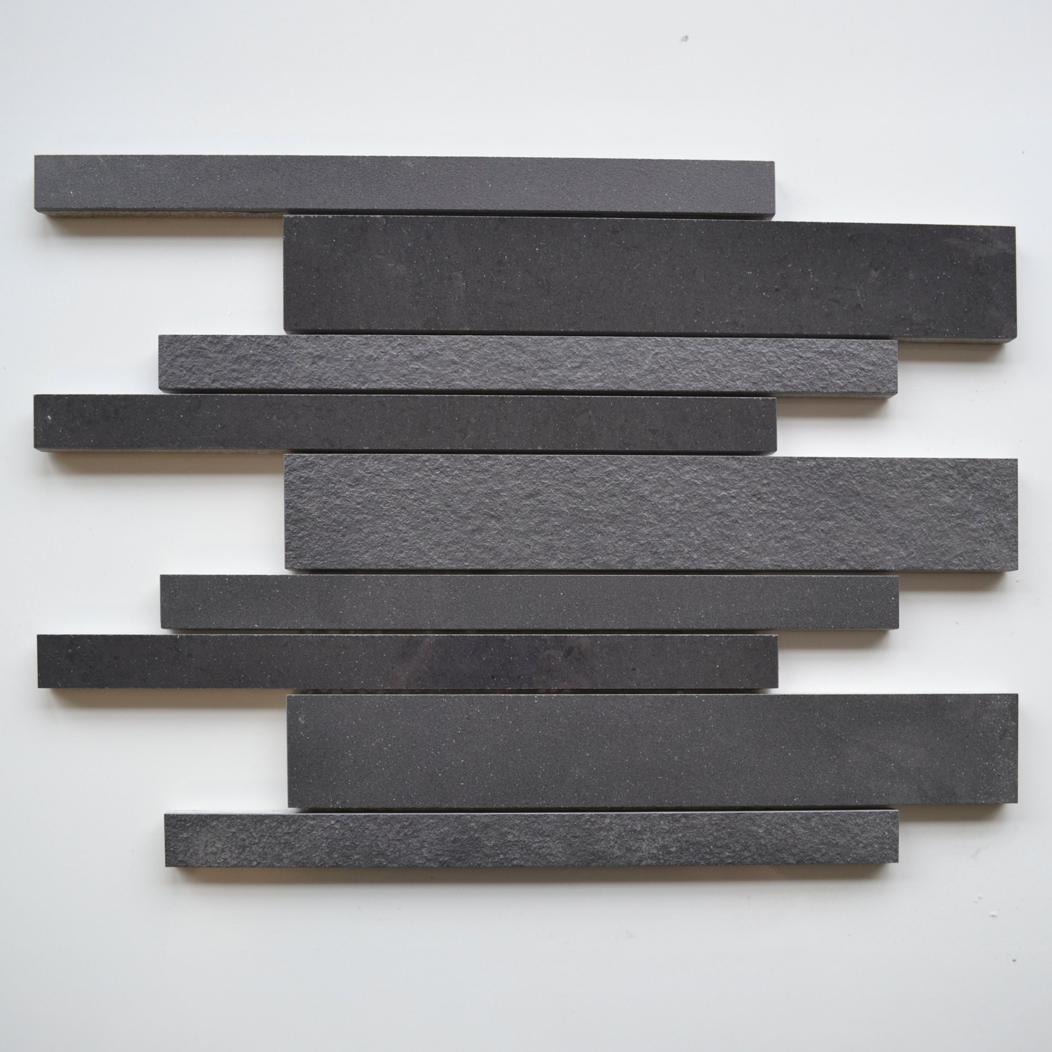 Tibet Nero Black Porcelain Strip Mosaic 30x30cm