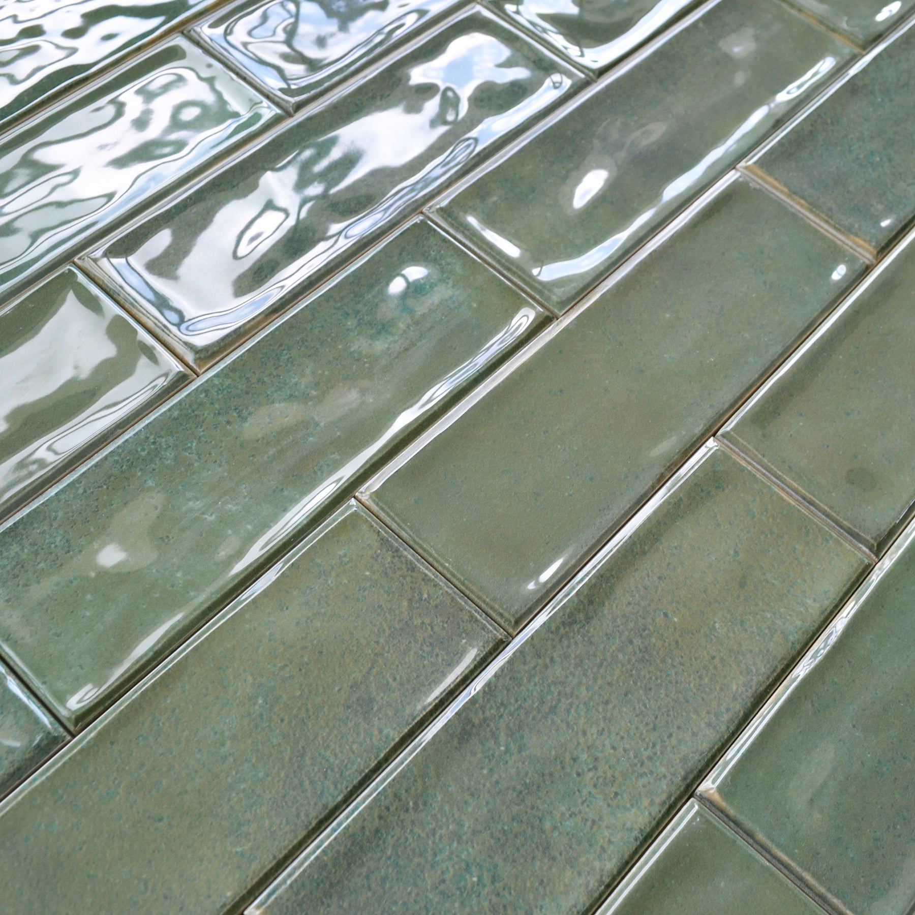 Vista Musgo Moss Green Ceramic Brick 6.5x20cm Kitchen Bathroom