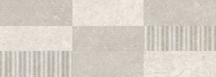 Astoria Grey Patchwork Pattern Ceramic Wall Tile 31x90cm