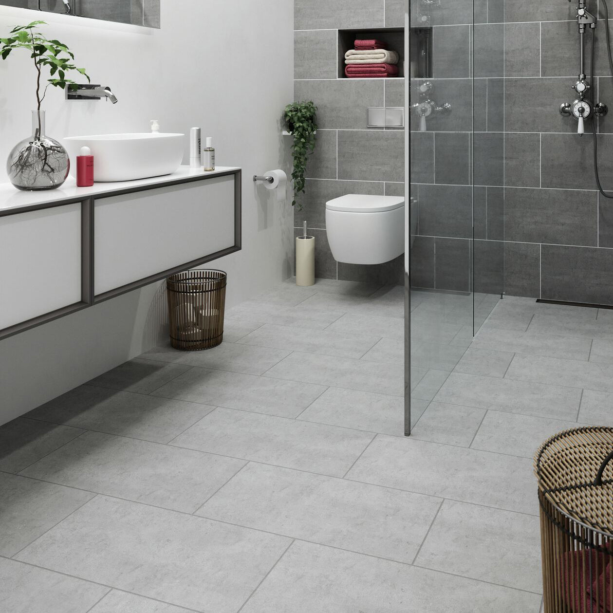 Geona Light Grey Porcelain Textured Tile 30x60cm 7.2mm