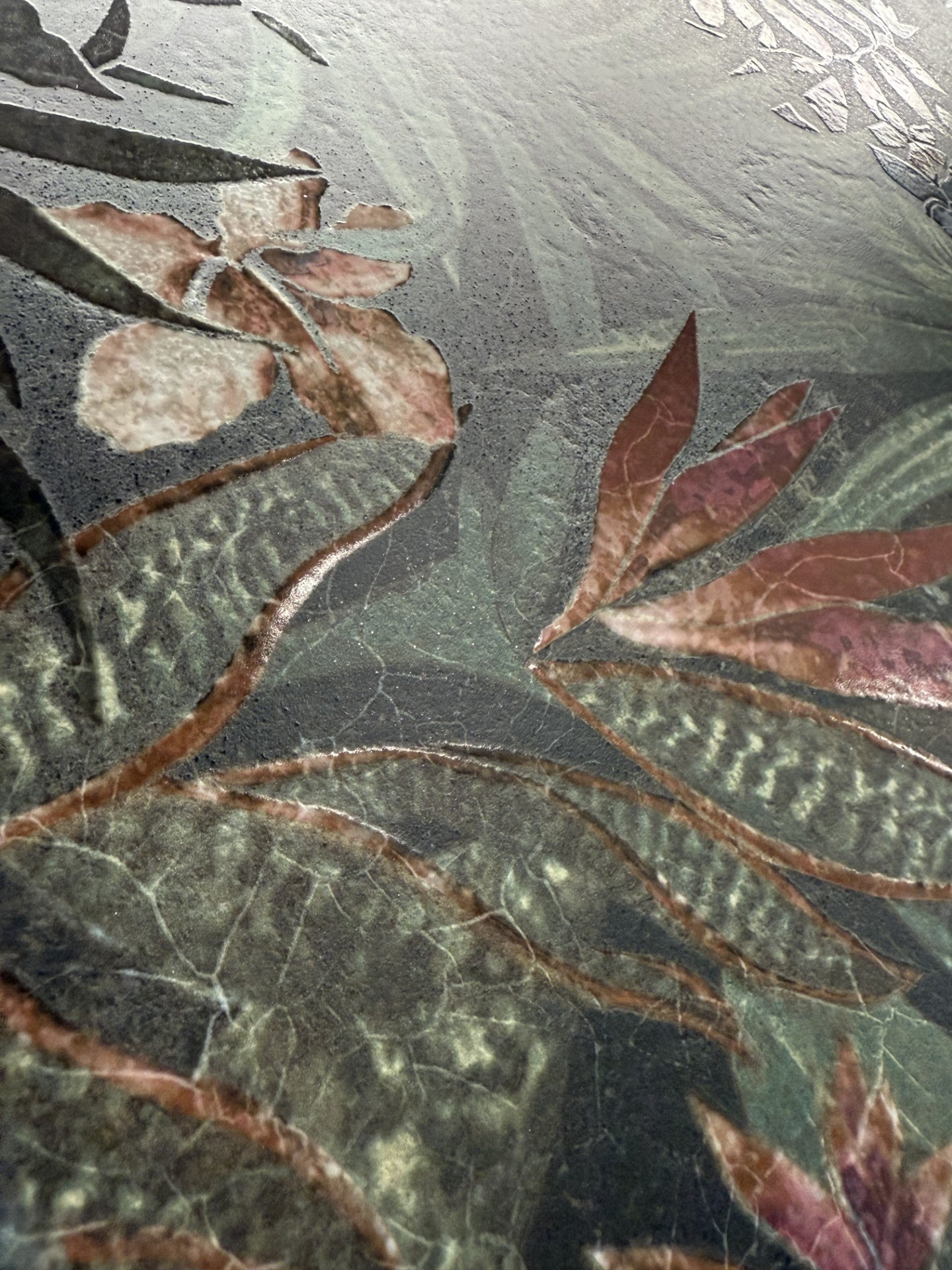 Flore Black Green Botanical Floral Porcelain Tile 60x120cm